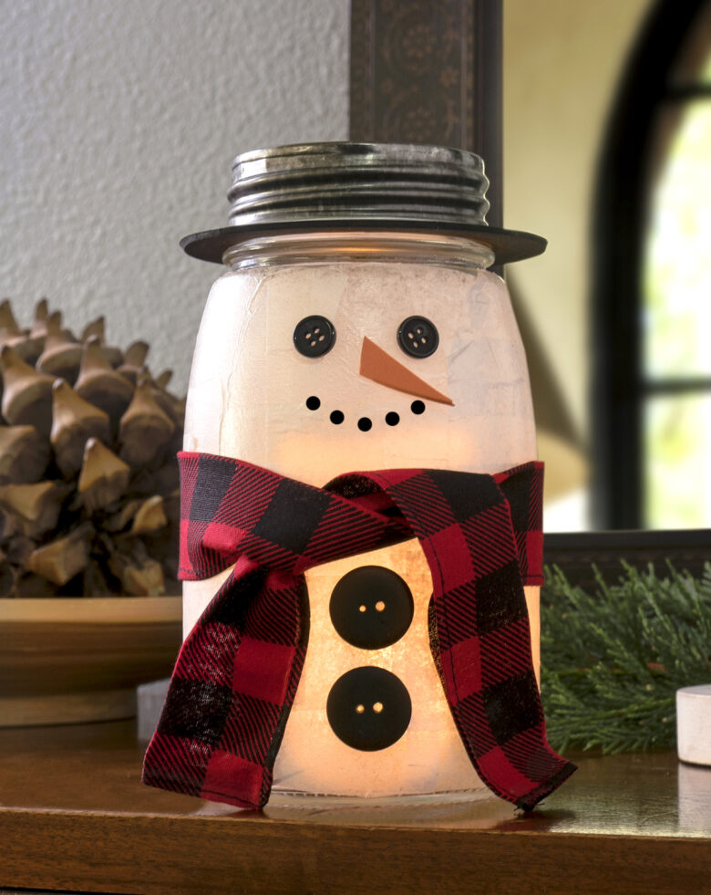 Mason Jar Snowman para decoracao de Natal ou presentes